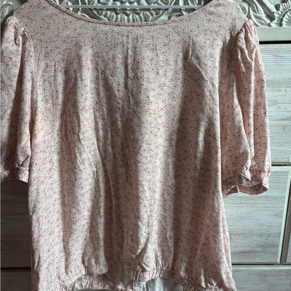 C&C California Pink Puff Sleeve Blouse